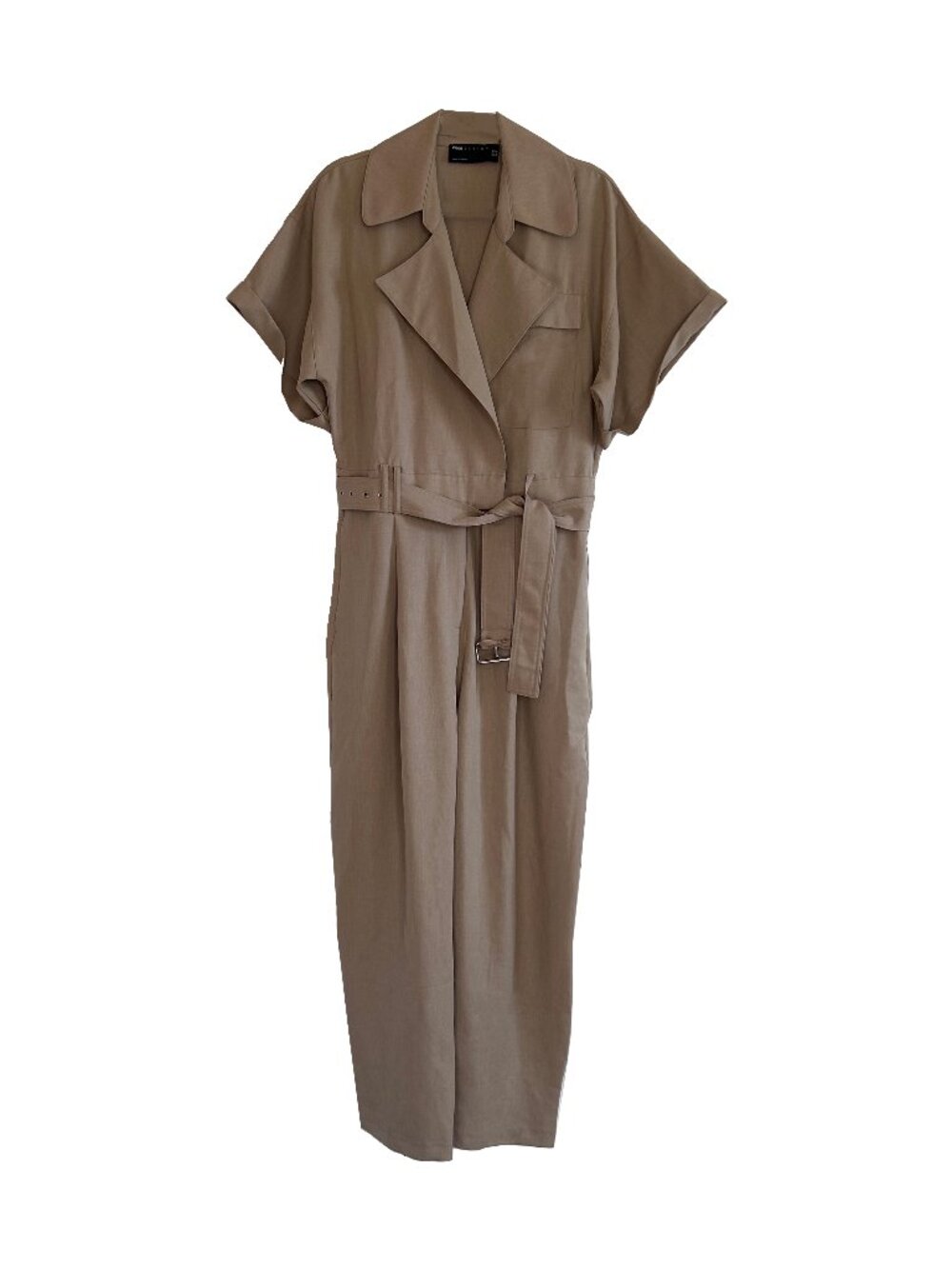 ASOS DESIGN Tailored Tux Belted Jumpsuit in Stone Sz 10